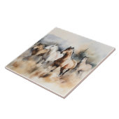 "Four Wild Mustangs" Stoffige Westerne aquarel Tegeltje (Zijkant)