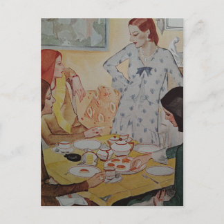 Four Women with a cheese treat in 1930 Briefkaart