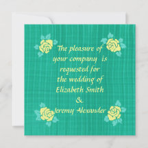 Four Yellow Roses Green Blauwgroen Plaid Huwelijks