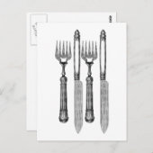 Fourchette et couteau  briefkaart (Voorkant / Achterkant)