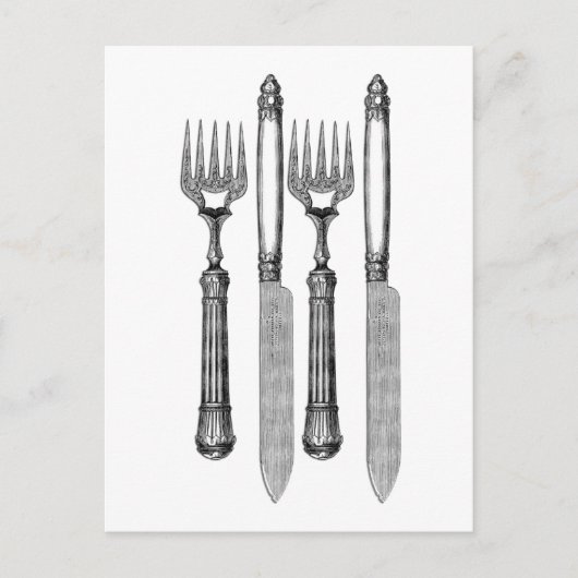 Fourchette et couteau  briefkaart (Voorkant)