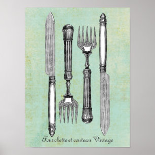 Fourchette et couteau poster