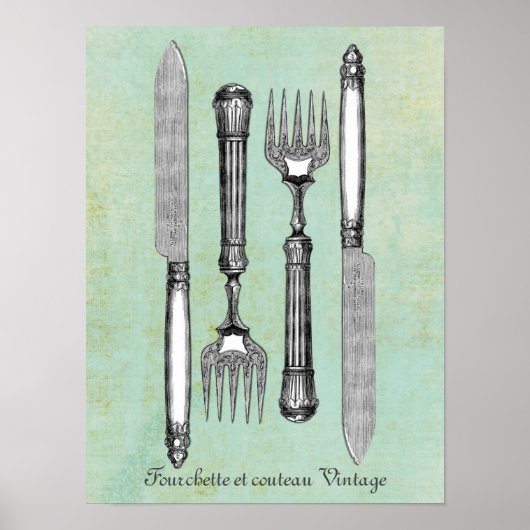 Fourchette et couteau  poster (Voorkant)