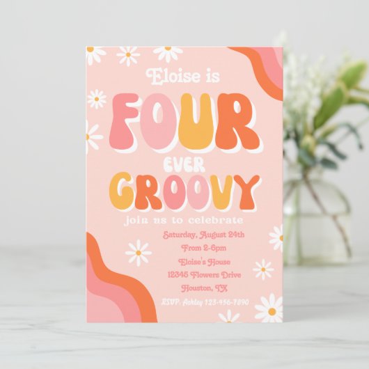 Fourever Birthday Uitnodiging | Uitnodiging van Gr (Staand voorkant)