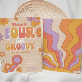 Fourever Groovy Uitnodiging | 4e verjaardag