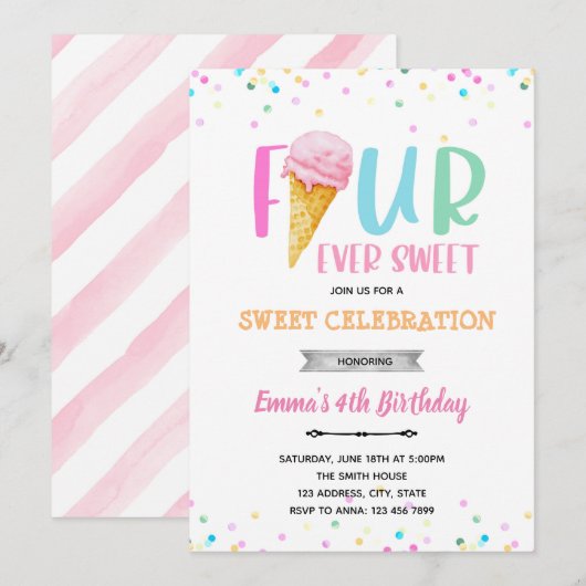 FOURever ijs uitnodiging (Voorkant / Achterkant)