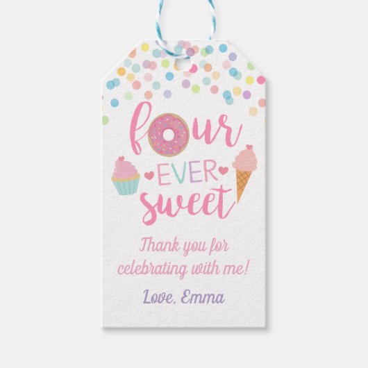 Fourever Sweet Birthday Party Gift Label Cadeaulabel (Voorkant)