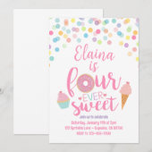 Fourever Sweet Birthday Party Invitation Kaart (Voorkant / Achterkant)
