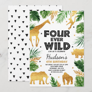Fourever Wild 4th Birthday Party Safari Dieren Kaart