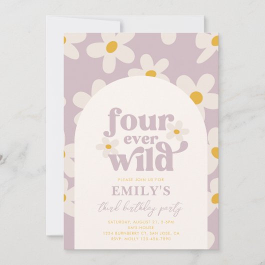 Fourever Wild Daisy Verjaardag Uitnodiging (Voorkant)