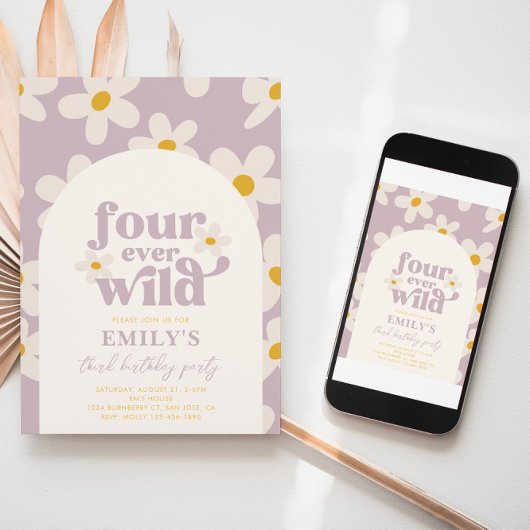 Fourever Wild Daisy Verjaardag Uitnodiging