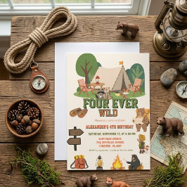 Fourever wilde safari bos 4de verjaardag kaart