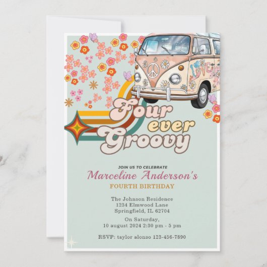 Fourever Young Daisy Van Floral 4e verjaardag Kaart (Voorkant)