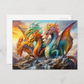Fourfold Fury – Chinese Airbrush Dragon with Multi Briefkaart (Voorkant / Achterkant)