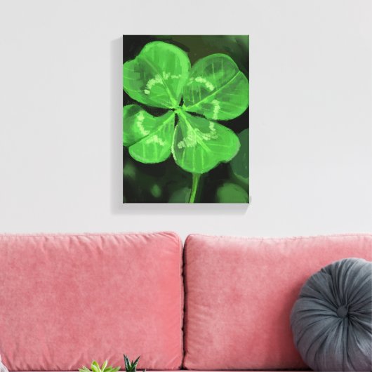 Fourleaf Clover Painting - Still-Life Illustration Canvas Afdruk (Insitu (Woonkamer))