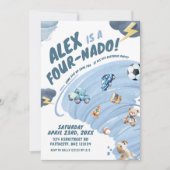 Fournado Boy Tornado Storm Vierde verjaardagsfeest Kaart (Voorkant)