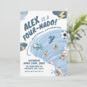 Fournado Boy Tornado Storm Vierde verjaardagsfeest Kaart (Staand voorkant)