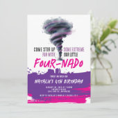 Fournado Twister Tornado Roze Paarse Verjaardag Kaart (Staand voorkant)