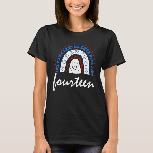 Fourteen Year Old Rainbow 14th Birthday For Girls  T-shirt (Voorkant)