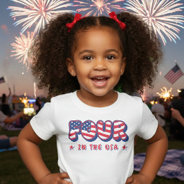 Fourth Birthday Party Patriotic USA Flag July 4th Kinder Shirts