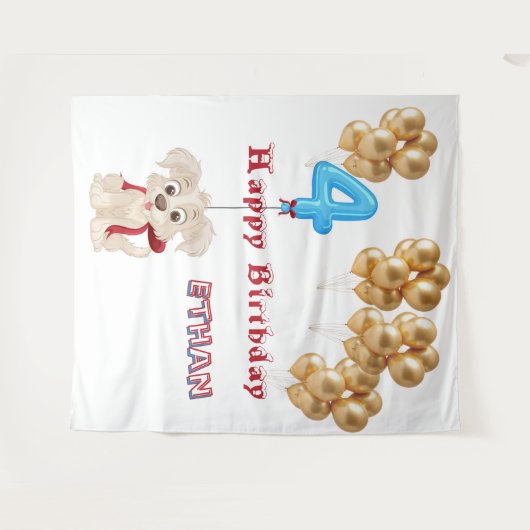 Fourth Birthday Wandkleed (Voorkant (horizontaal))