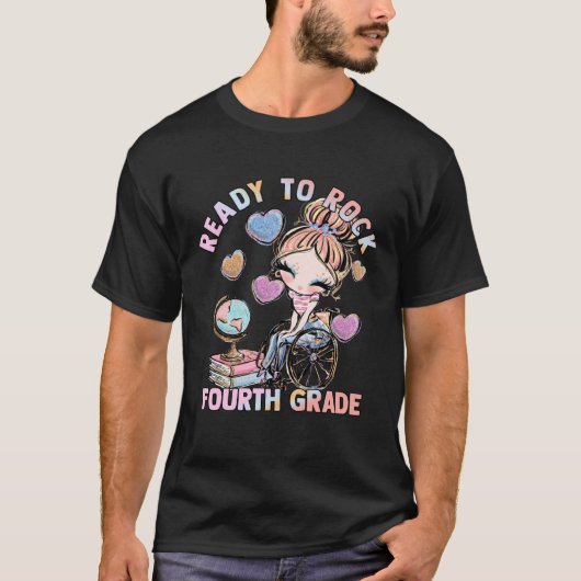 Fourth Grade 4 Wheelchair First Day School Girls D T-shirt (Voorkant)