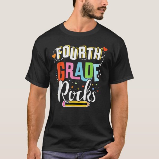 Fourth Grade Rocks 4th Back To School Teacher Stud T-shirt (Voorkant)