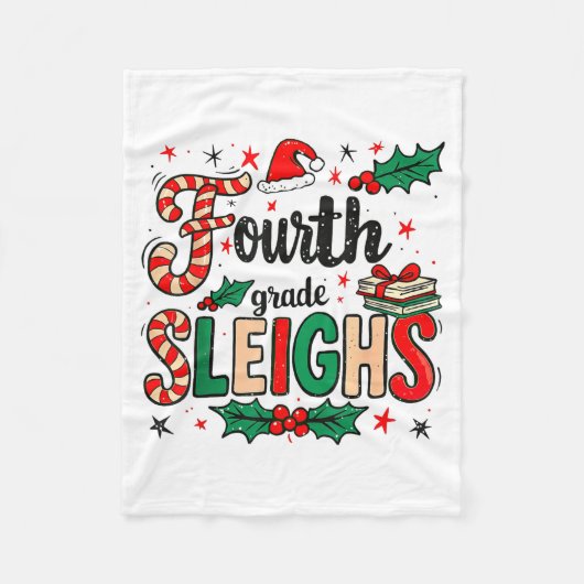 Fourth Grade Sleighs Funny Christmas Teacher  Fleece Deken (Voorkant)