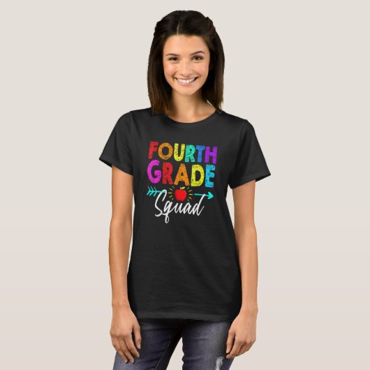 Fourth Grade Squad 4th Teacher Student Team Back T T-shirt (Voorkant volledig)