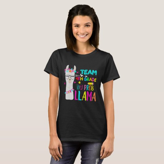 Fourth Grade Squad No Prob Llama Team 4th Grade Te T-shirt (Voorkant volledig)