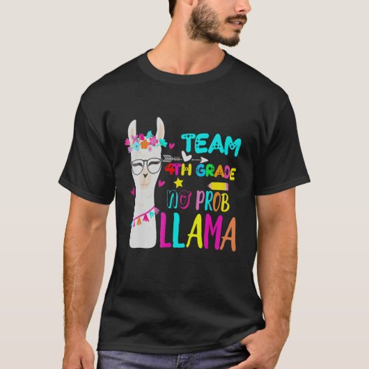 Fourth Grade Squad No Prob Llama Team 4th Grade Te T-shirt (Voorkant)
