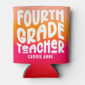 Fourth Grade Teacher Orange Red Ombre Blikjeskoeler (Voorkant)