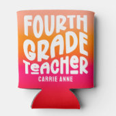 Fourth Grade Teacher Orange Red Ombre Blikjeskoeler (Achterkant)