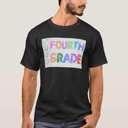 Fourth Grade Team Cute Doodle School Kids Teacher  T-shirt (Voorkant)