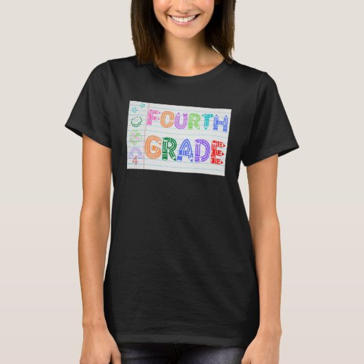 Fourth Grade Team Cute Doodle School Kids Teacher T-shirt (Voorkant)