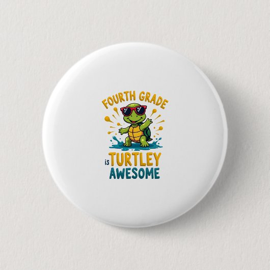 Fourth Grade Turtle-y Awesome First Day of Fourth Ronde Button 5,7 Cm (Voorkant)