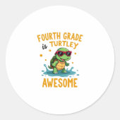 Fourth Grade Turtle-y Awesome First Day of Fourth Ronde Sticker (Voorkant)