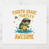 Fourth Grade Turtle-y Awesome First Day of Fourth  Sparkling Wijnetiket (Enkel label)