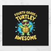 Fourth Grade Turtle-y Awesome First Day of Fourth Sparkling Wijnetiket (Enkel label)