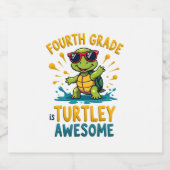 Fourth Grade Turtle-y Awesome First Day of Fourth  Sparkling Wijnetiket (Enkel label)