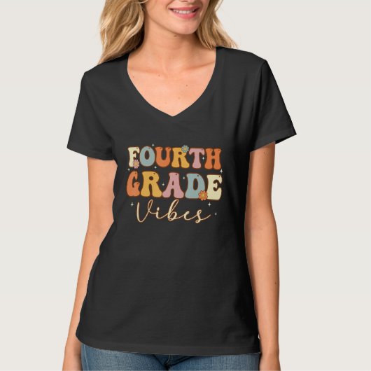 Fourth Grade Vibes  4th Grade Team Retro 1st Day o T-shirt (Voorkant)