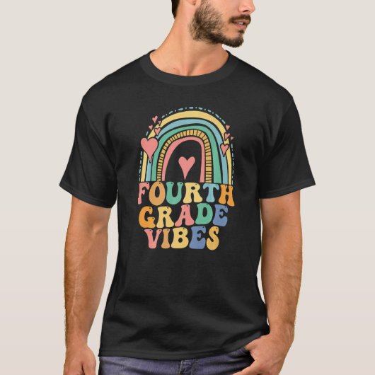 Fourth Grade Vibes  4th Grade Team Retro 1st Day o T-shirt (Voorkant)