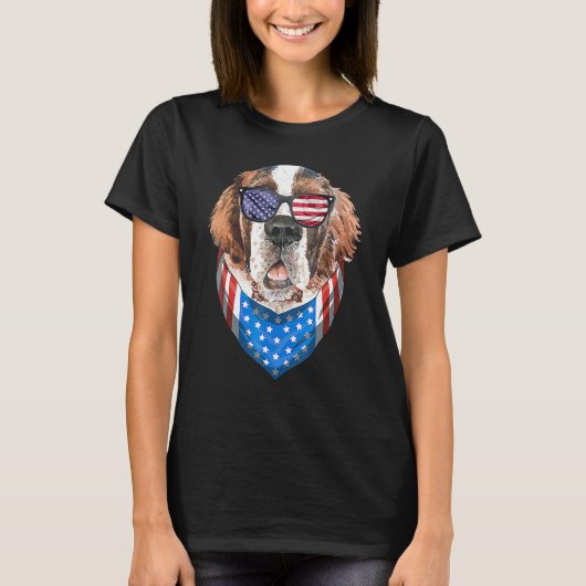 Fourth of July Bernard American Flag July 4th St B T-shirt (Voorkant)