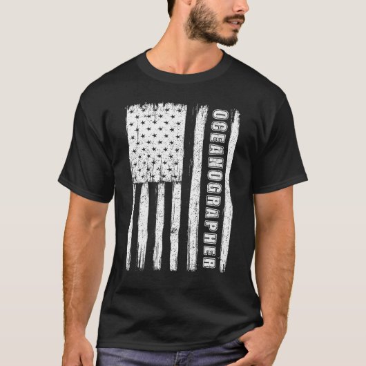 Fourth of July  for Men American Flag oceanographe T-shirt (Voorkant)