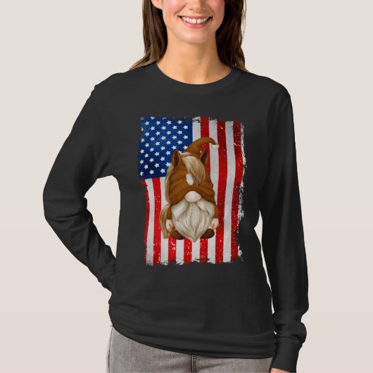 Fourth Of July Gnome Graphic Patriotic Horse Ameri T-shirt (Voorkant)