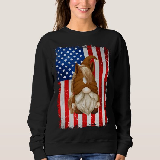 Fourth Of July Gnome Graphic Patriotic Horse Ameri Trui (Voorkant)
