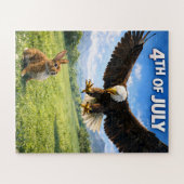Fourth of July, patriotic eagle and bunny jigsaw p Legpuzzel (Horizontaal)