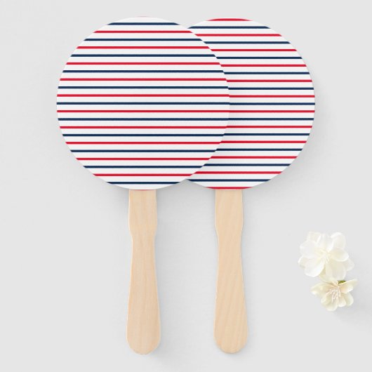 Fourth of July red white blue stripes patriotic Handwaaier (Voorkant en achterkant)