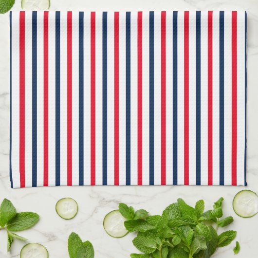 Fourth of July red white blue stripes patriotic Theedoek (Gevouwen)
