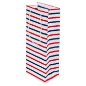 Fourth of July red white blue stripes patriotic Wijn Cadeautas (Voorkant Gekanteld)